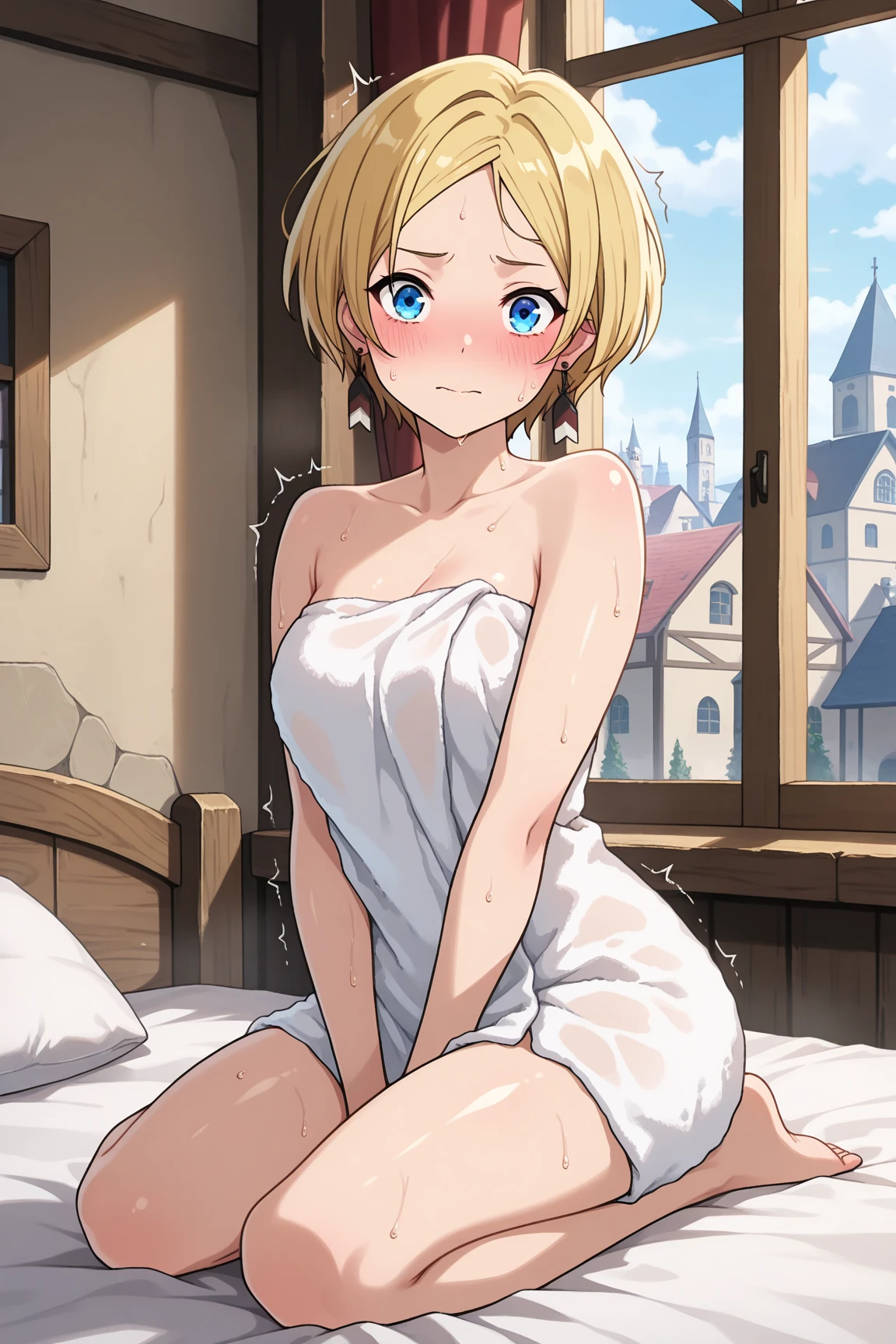 One girl, Browsing Caution, Blonde, Green Eyes, short hair, French Braid, Ahoge,, Large Breasts, Browsing Caution, Nipples, naked, Hollow Eyes ,Knights of the Round Table, frozen, (Sweating profusely, Love Juice, Wet woman, Female ejaculation) , Are crying ,Are crying, naked, , (One girl) alone, Pee, Breastfeeding, projectile Breastfeeding Round of Avalon, Palaces in England