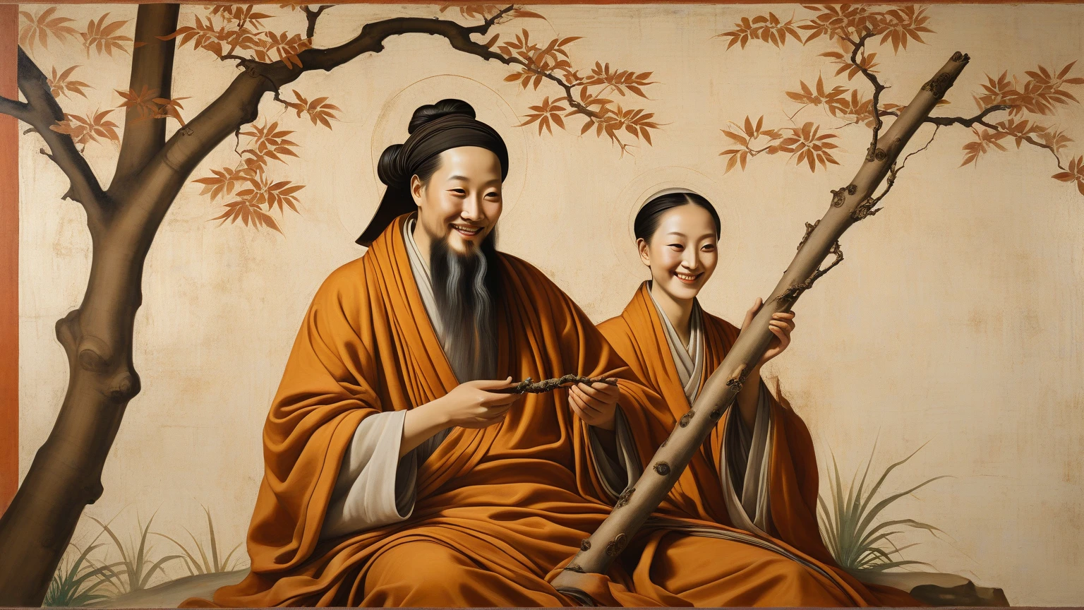 猿人 picking apples from a tree,(Prehistoric people gathering fruit:1.3),Lush vegetation with lots of peaches, picking apples from a tree, Bible illustrations, color illustration, (Two Neanderthals:1.5),(Neanderthals wearing animal skin clothing:1.2),Amazon tropical forest,Background Author:Randolph Caldecott, (watercolor painting, masterpiece, line art, illustration art, Professional line art, Super complex and detailed, Chinese painting,8K:1.3),Lush forest background