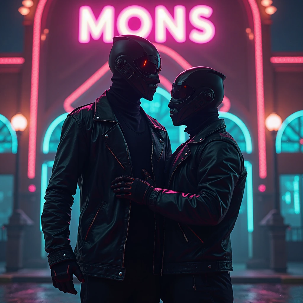 2 guys in a ski mask, sitting next to eachother, angry, iced out with chains, one saying "DANXVA"and the other saying "TIMBO", dripped out with red deaigner clothing, 4k, lighting, red lighting, dark black background
