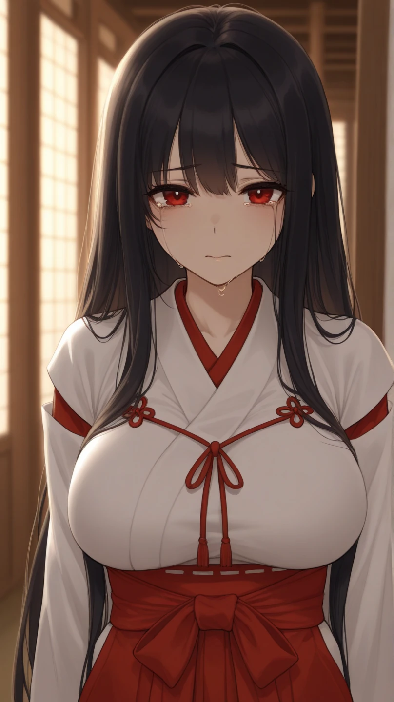absurderes:1.8, realistic, Unity 8K Wallpaper, Masterpiece, detailed hair, highly detailed, realistic glistening skin、(dark-haired、short hair with long locks、white hairband、Red Eyes、off shoulders、Red Sweater、long-sleeve)、(light smile:1.3)、cowboy shot:1.7