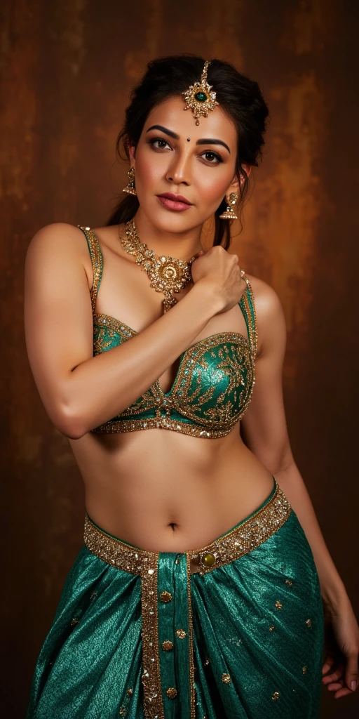 Looks like Nayanthara, milf, cougar lady witch, horny Gothic milf,  50 years old gorgeous mature lady, pervert demoness, demoness of lust, curvy, black lips, horny face, extremely gorgeous, thick figure, heavy physique, voluptuous, curvy, sexy figure, Fashionable portrait of androgynous alien looking witch wearing veil, glowing eyes, futuristic design, minimal details, givenchy, photoreal, 200mm, hd, f/ 2.0, highly detailed, surreal, sexy beautiful evil woman, sexy bold sequin Saree with strapless Bra, chudail, Pishachini, horror genre, blood-thirsty enchantress, powerful female spirit, eerie, drop dead, in the style of red and blue, (intricate details, hyperdetailed:1.15) (skin texture:1.2), dark Moody tone, cinematic lighting, haunted place in background, 