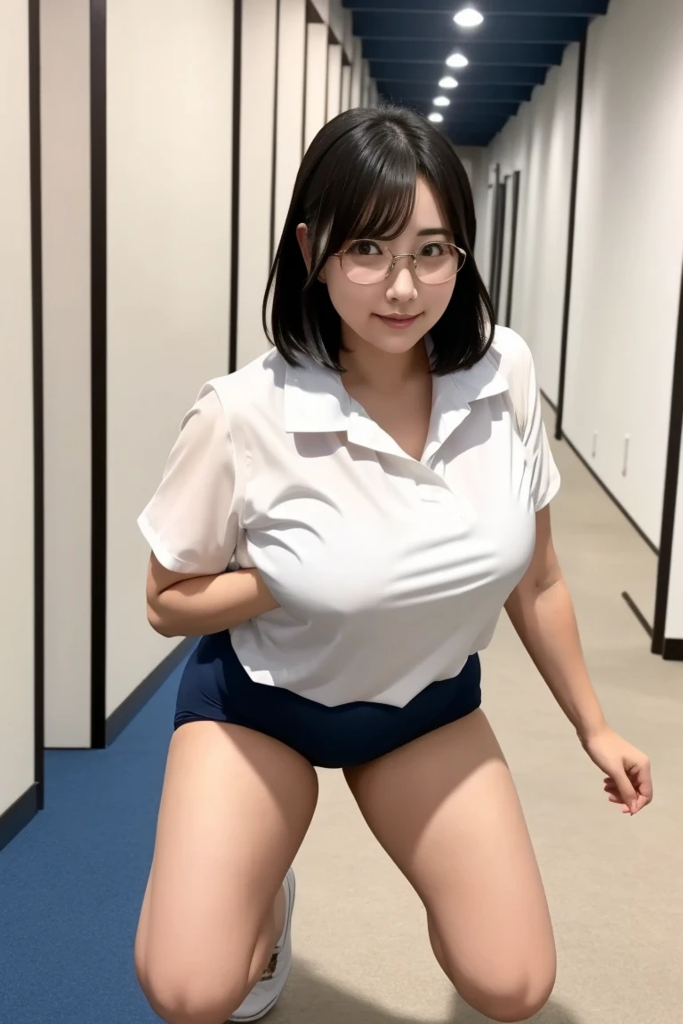NSFW, ((masutepiece, Best Quality)), (Shiny skin), (nffsw, 8K Wallpaper, High resolution), Cinematic lighting, Physically-based rendering, Award-winning, highlydetailed skin, extra detailed face, Eyes with beautiful details, Carl Zeiss 85mm F/1.4, (((1 man and 1 girl, Having sex))), (cowgirl position:1.3), (cum in , On the chest and thighs), Very cute 16 year old schoolgirl, (dark brown hair, High Ponytail, Half closed eyes, Round face, Glasses), medium breasts with cleavage, (Wet white blouse), (Grey Tartan Check Pleated Skirt Lift Yourself:1.3), (nose blush, Naughty), Semen flows, looking at away, (Spread legs, Thigh Focus), In the classroom, One man is lying on the floor, Blue Hour, Shot from below,