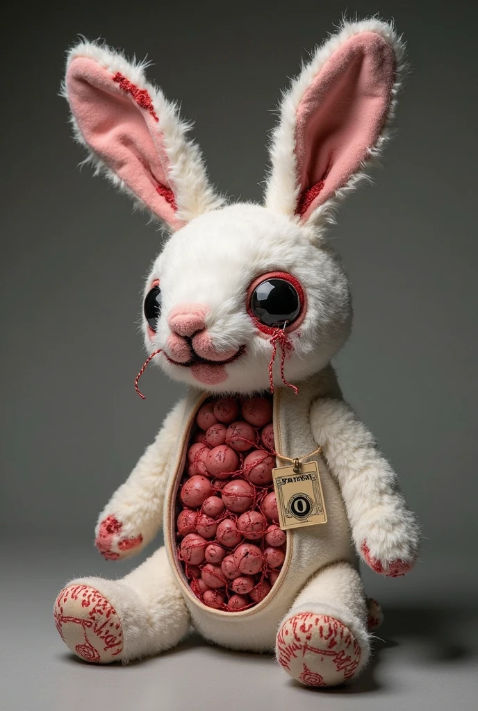 masterpiece, (horrific:1.3), (nonhuman:1.2) (monsters:1.4) (easter bunny rabbit:1.4), (Trypophobia:1.3), (oozing:1.2), (glistening:1.3), (gore:1.3), (wounds:1.3), (rotting:1.3), (decaying:1.3), (maggots:1.2), (kawaii:1.3), (studio ghibli:0.9), mischievous, cheeky, (Smiling Ecstatically:1.1), (dark bloody lipstick:1.3), (big luscious kissable lips:1.3), (multiple rows of tiny sharp needle teeth:1.4), (small tiny flatter breasts:1.4), sexy, sweet, (chunky:0.8), (pregnant:0.9), (psychedelic:0.9), (fur is covered in maggots and rotting decaying flesh:1.3), (background is an amusement park:1.3), ominous, creepy, disturbing, eerie, by Wes Craven, by David Cronenberg, 4k, 8k, uhd, ultrarealistic, ridiculously high resolution, HDR