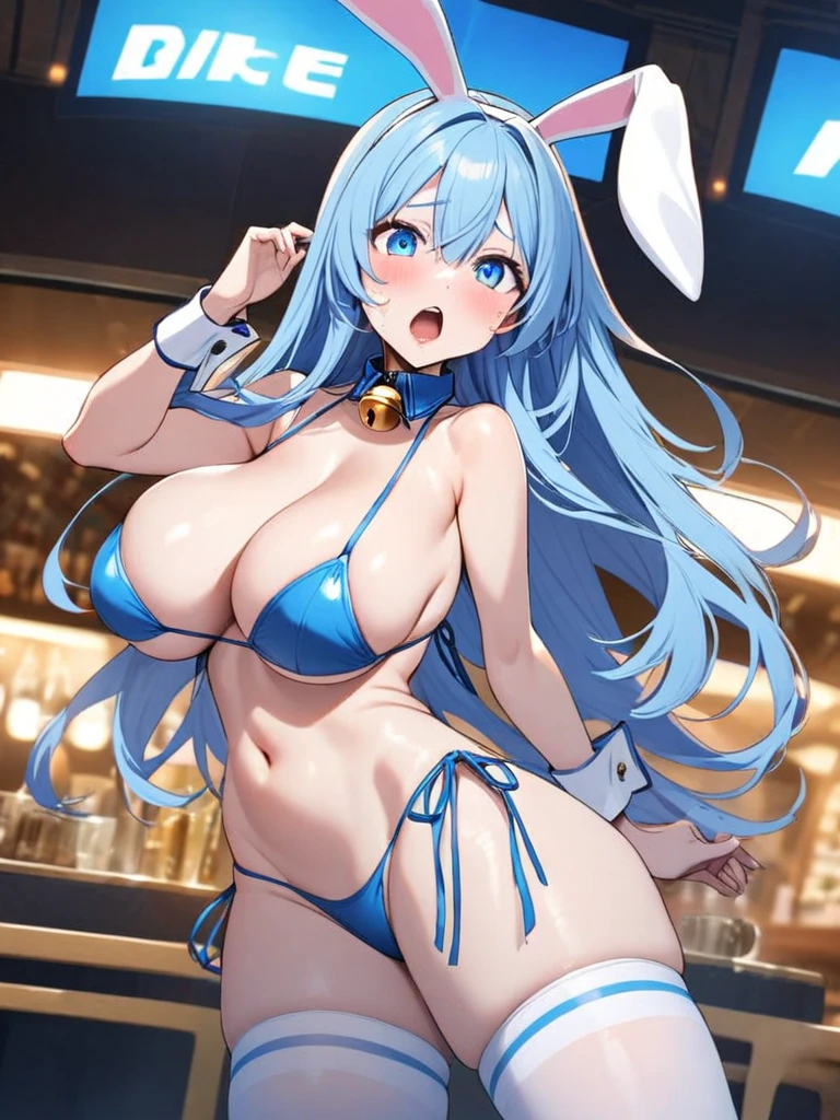 Erotic manga、Highest quality、A fawning expression、Cumulonimbus clouds float in the sky、A super explosive bunny girl in a white bunny suit exuding sex appeal in a luxury casino、Perfect proportions、Fatty legs、Clear eyes、Amazingly overwhelming super busty、Erect nipples、Exposing pussy、Cowboy Shot、Sweaty