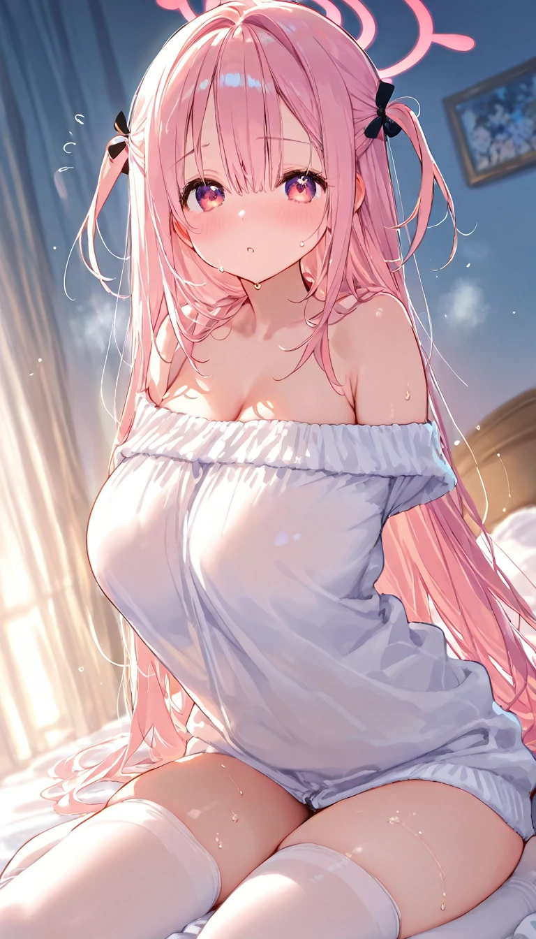 High quality、16 km race、anime screen capture、(((NSFW)))、(((Bukkake)))、(((smaller breasts)))、(obesity)、(thick thighs)、(Pink hair)、((Wavy Hair))、Ahoge、 (Shoh rthair)、(dripping sweat)、((:d))、((swelling of nipples))、((Desperate))、((White B-audysuit))、pink scarf、white knee socks、((Orange eyes、Put y oh ur hanDs behinD y oh ur heaD))、(both armpits)、