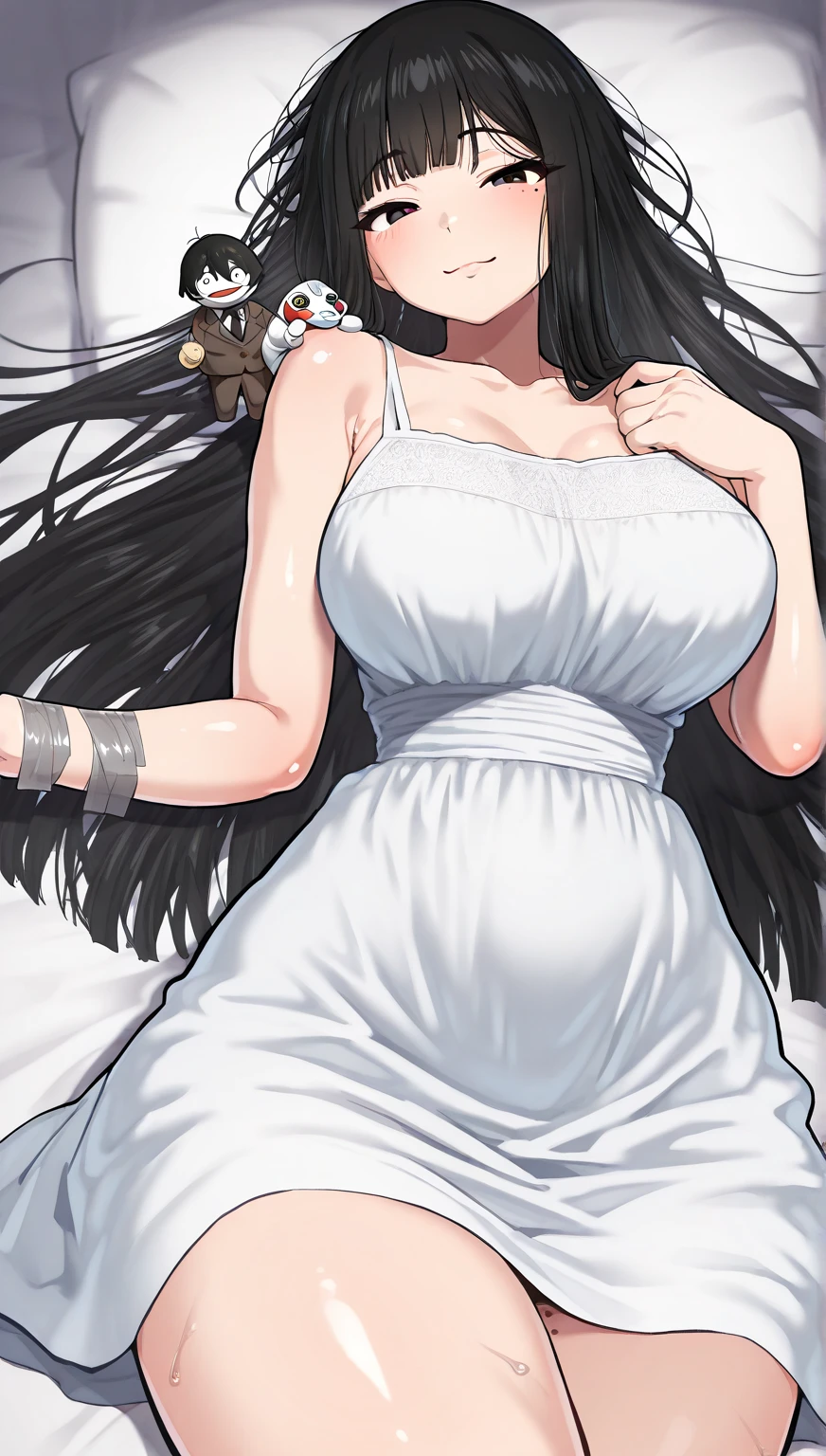 hino_rei, huge_breasts, standing, solo, sundress, starry_sky,, masterpiece, best quality, detailed face, detailed eyes, highres,
