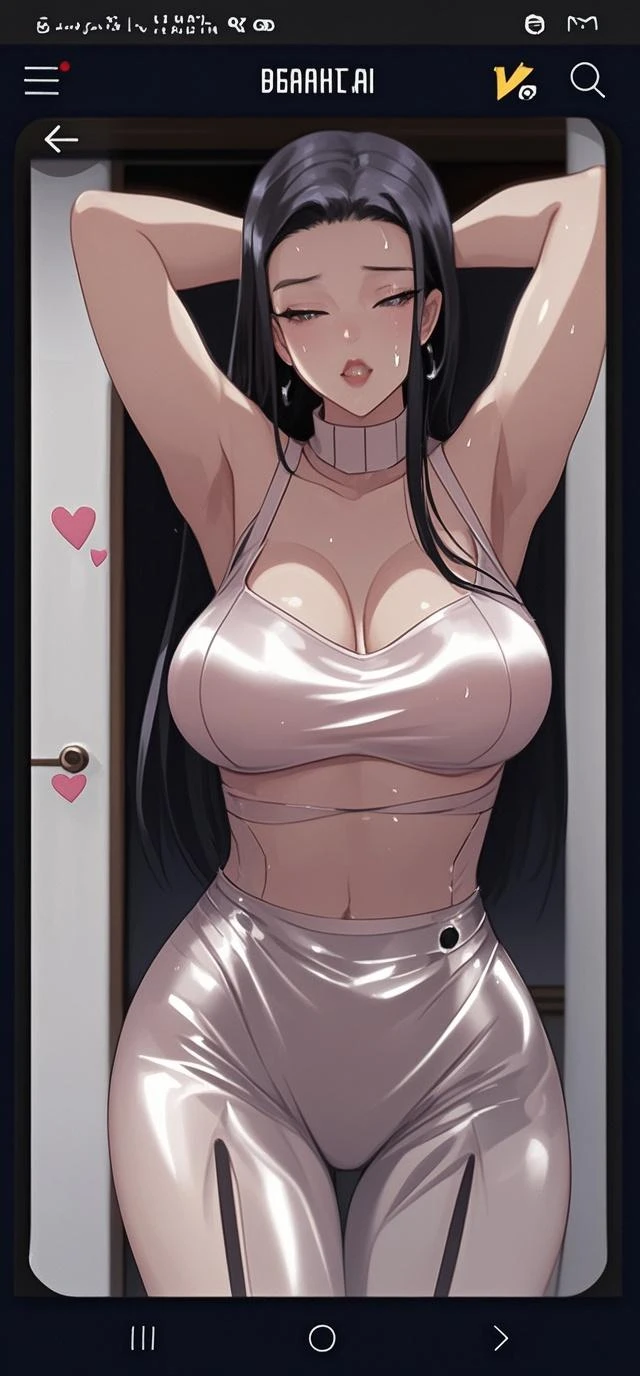 Anime - Stylish illustration of woman in white dress posing, in white clothes, Tifa Lockhart, seductive portrait of Tifa Lockhart, shiny white skin, in white swimsuit, seductive anime girl, portrait of Tifa Lockhart, black and white tight clothes!, Tifa, White shiny skin, Portrait of Tifa Lockhart
