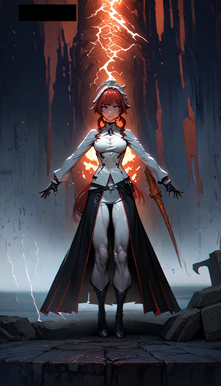 score_9, score_8_up, score_7_up, score_6_up, score_5_up, score_4_up, uncensored, makise kurisu, red hair, long hair, dark-blue eyes, black pupils, BREAK (masterpiece:1.2), best quality, high resolution, (detailed eyes:1.3), perfect lighting, (perfect hands, perfect anatomy), 1girls, holding, female focus, book, staff, floating, robe, open book, holding staff, veil, navel, elbow gloves, torn clothes, water drop, temple, rock, starry sky, dusty, wind art,