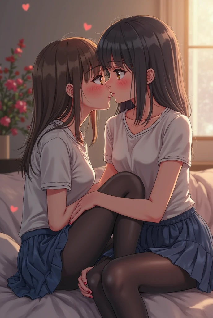 (Naked)、Realistic body based on human body model、limbs、Lesbian Sex、masterpiece, Highest quality ,, 2 girls, Yuri, (kiss:1.8), (フレンチ・kiss), blushする, close your eyes, (tongue), (saliva), (Explore), please put your hand on your chest, tongue吸い, Female doctor and nurse, White clothes, pantyhose, Disheveled clothes, See-through panties, Blouse sticking to body with sweat, Thin underwear, Sexy Lingerie, Panties that are about to be taken off,Small breasts, Ecstasy, Messy Hair, Wet feet, Wet clothes,Slender body,In the bedroom,blush,Put your fingers in your crotch,high school girl ,16 years old、Brown hair ponytail, barefoot,I can see your underwear in your crotch,Small breasts,Small Ass,Beautiful profile,明確なlimbs,Distinctive nose bridge,解剖学的に正しいlimbs,フレンチ・kiss,Foliage plant,Lie down in bed2Girl Girl,Disheveled sheets