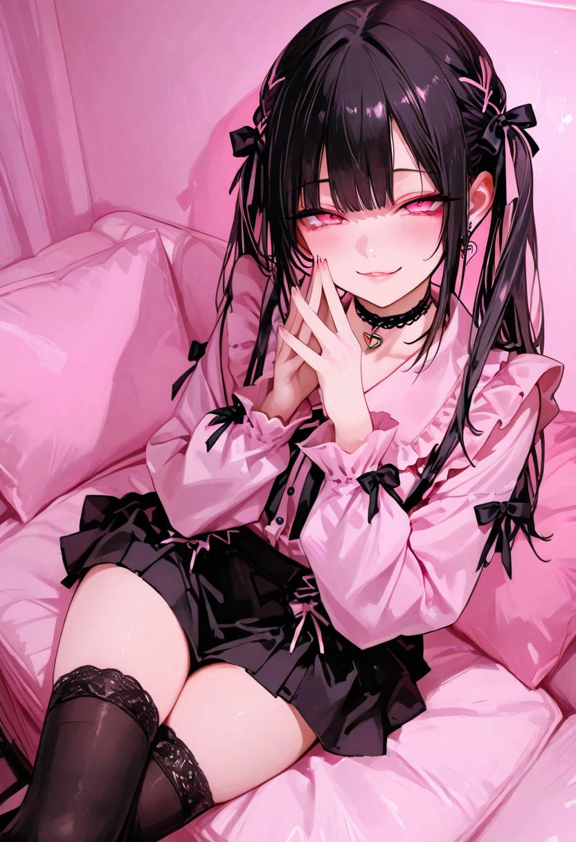 beautiful girl in messy bedroom, full body, poofy hair,
eyeliner,
emo,
emo makeup,
goth, long sleeves