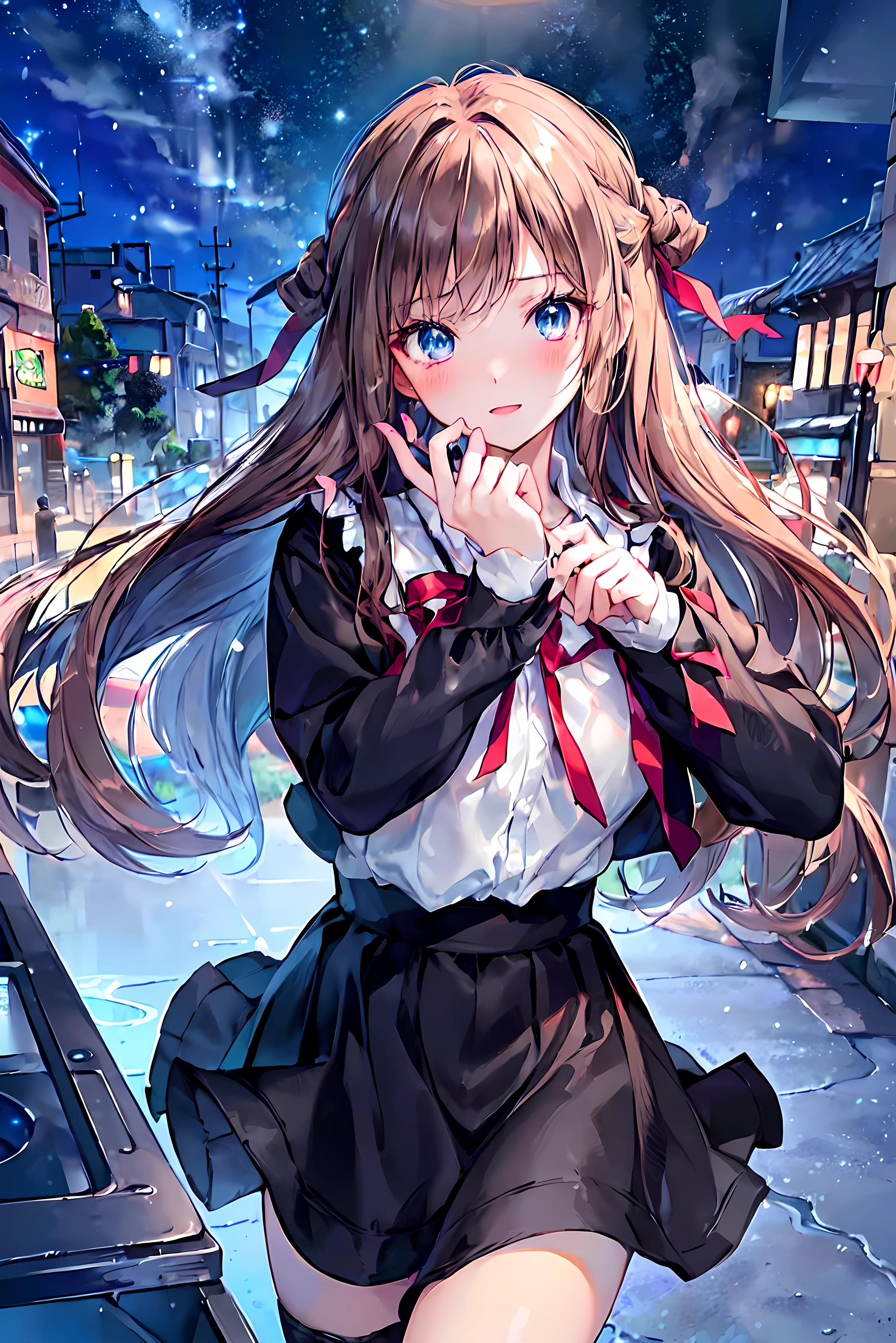 Anime girl with horns and a dress with a skull on it, ((light brown hair))(loli in dress, gothic maiden anime girl, cute anime waifu in a nice dress, anime moe artstyle, anime girl wearing a black dress, nightcore, (anime girl), anime style 4 k, little curvy , high quality anime art style, anime girls, demon anime girls