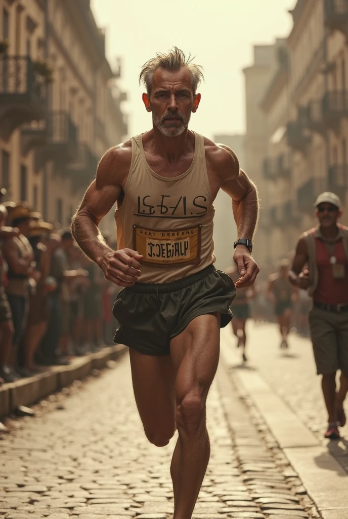 The father holding the was running fast because he was afraid