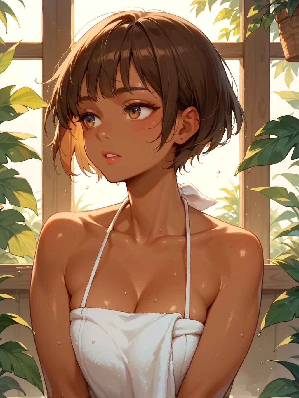 (((masterpiece))), Chie Satonaka, green with and dress , skirt, outdoor, innocent, small breast
