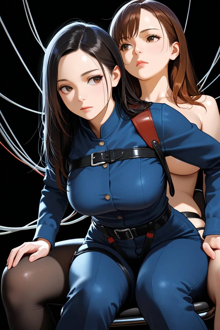 The woman in the blue latex suit was tied,The rope strangled the chest,Tape sealing nozzles,byself,Stand up,with hands behind her back,gigantic cleavage breasts,gigantic cleavage breasts,Extremely full breasts,Big breasts Thin waist,cleavage,worried expression,Smooth skin,sfv