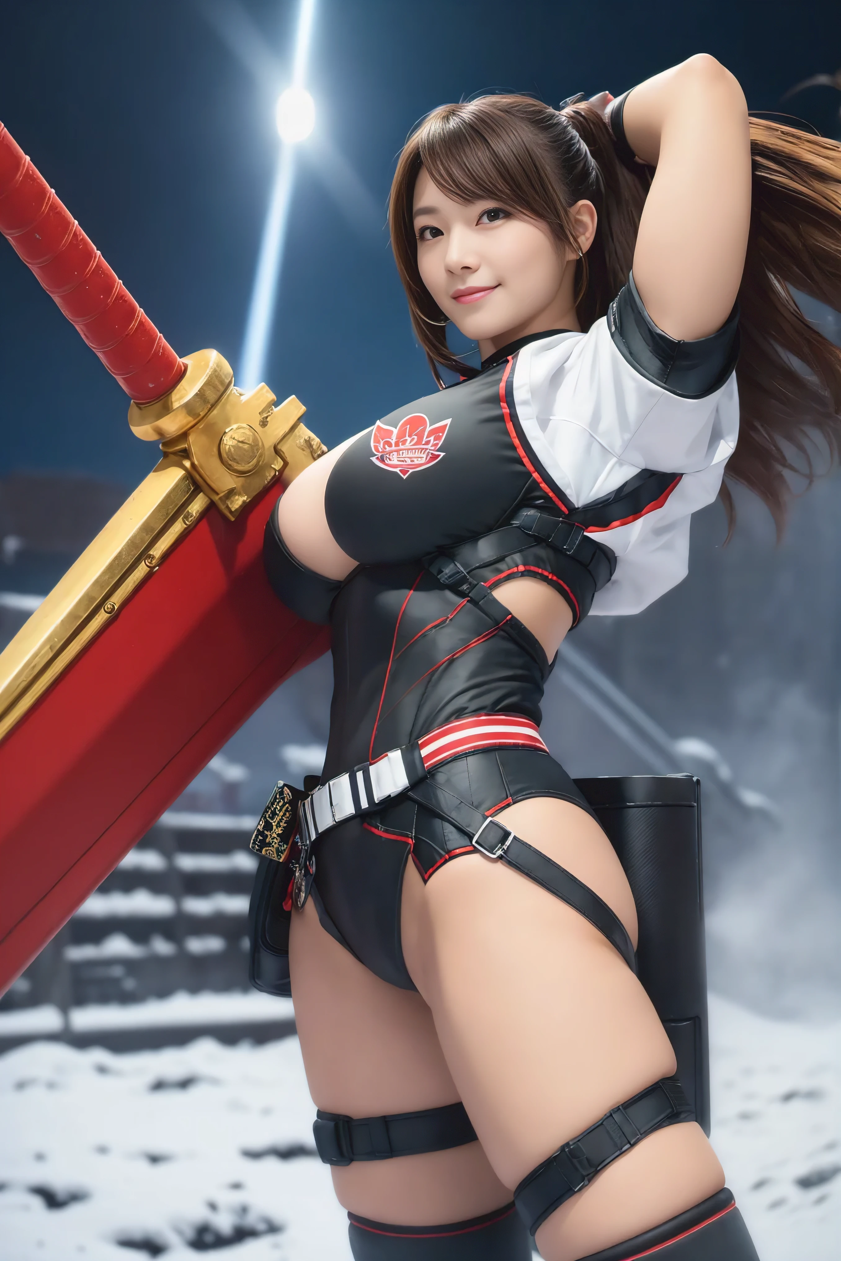 Mai shiranui, (best qualityer,ultra details),(realisitic:1.37), beautiful and detailed face, ultrarealistic texture, Exquisite face, athletic body, bright coloured. High definition, 8k