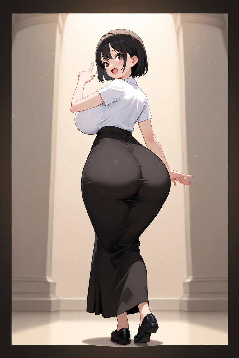 Big ass woman, mini short and sexy pose