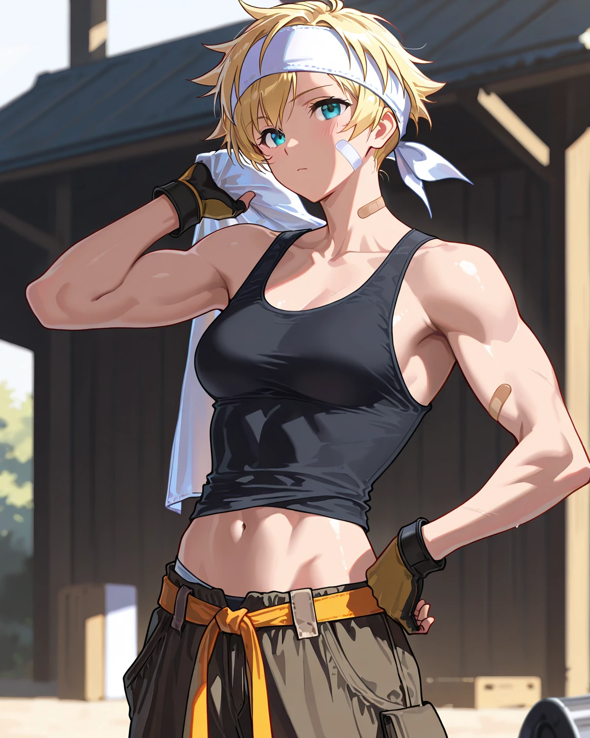 score_9, score_8_up, source_anime, standing, hellsing, seras, femboy, twink, shorts, otoko no, crop top, indoors, ikuchan