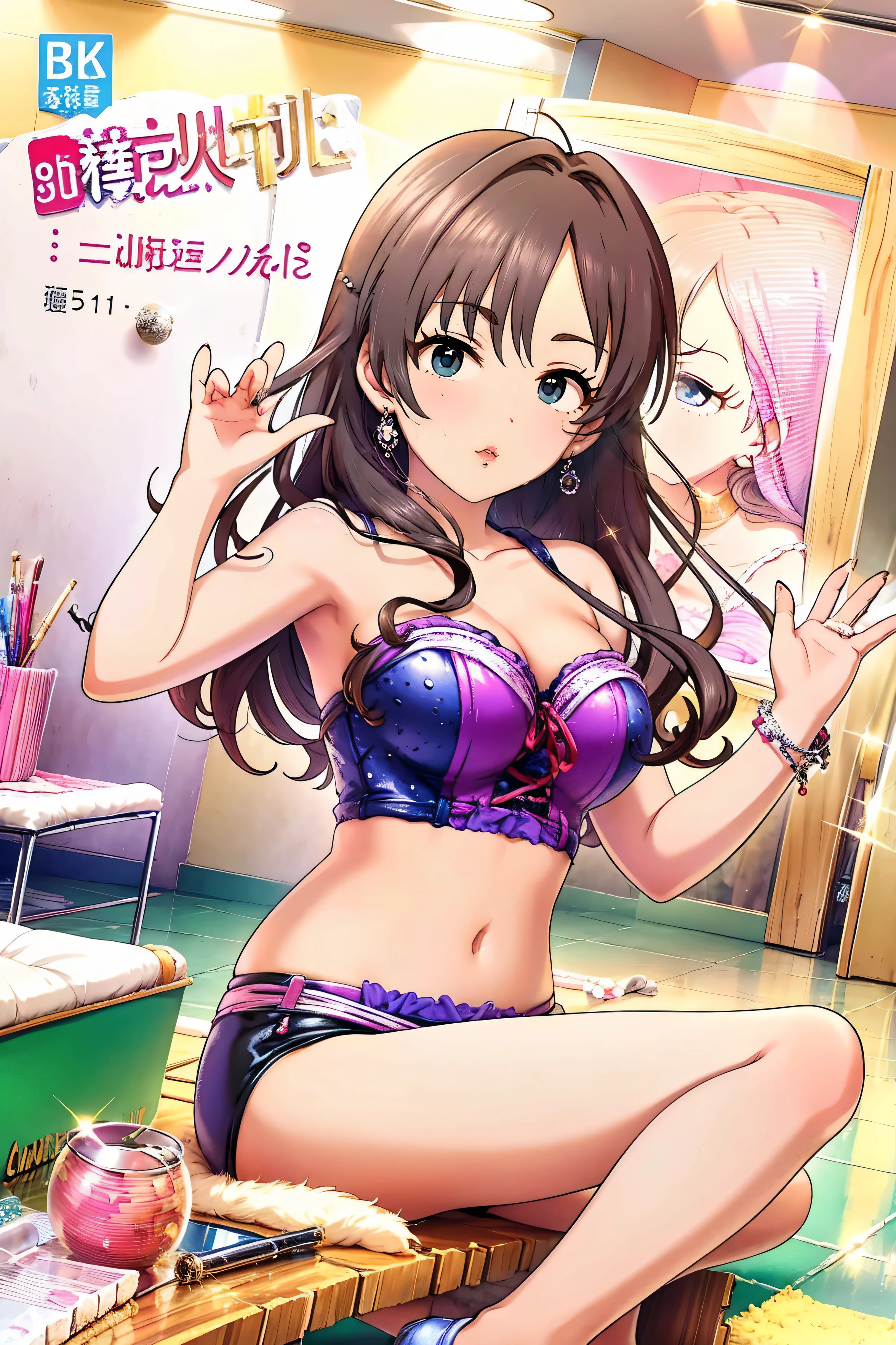 masterpeace, best quality, (lingerie), vibrant colors, Volumetric Lighting, Best Shadows, Shallow Depth of Field, (Highest Quality, Amazing Details:1.25), Brilliant Colorful Paintings, ((magazine cover)), magazine title, text