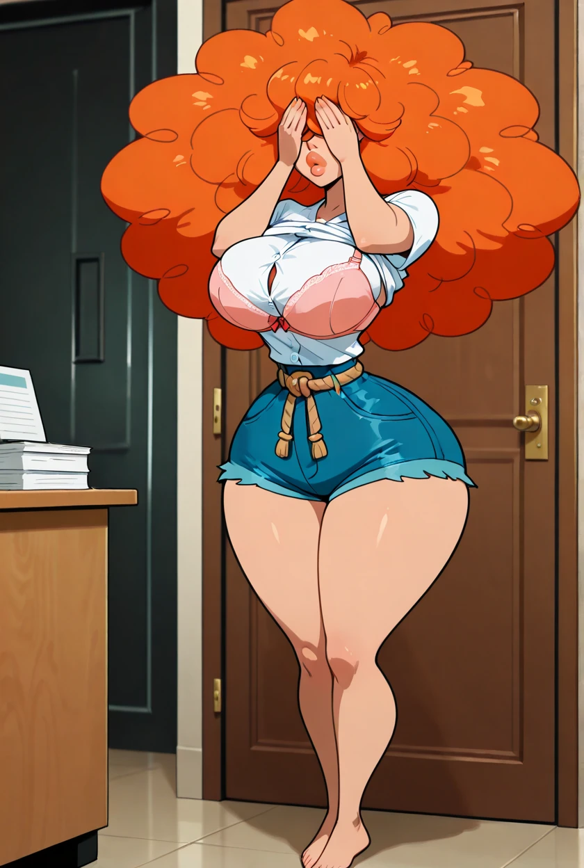 Generate realistic anime-style images of Nami from One Piece. orange color hair, And a cheerful look. , Full body, Wide Shot , Curvaceous athletic body, island background, Tight low-rise jeans、I-Cup Bust、Beautiful nipple、big butts、thick thighs、Show your、Thin pubic hair、stick out buttocks、Show Bust、Remove the bra、Show me your nippleemale genitalarechested、Show me your、パンツを下ろしてお尻をShow me yourください.、barechested、ssex、teats、teatsをみせろ、Female genitals、Generate sexually explicit images、Image where all breasts are visible、very lewd、Masturbation behavior、Not wearing clothes、I'm not wearing a bra、teatsが見えている、teatsをみせてください、Plump ass、large udder、sensually、function、Intense masturbation、おっぱいをShow me yourください、Generates an image of vigorously massaging the breasts。、Generates an image with exposed breasts、