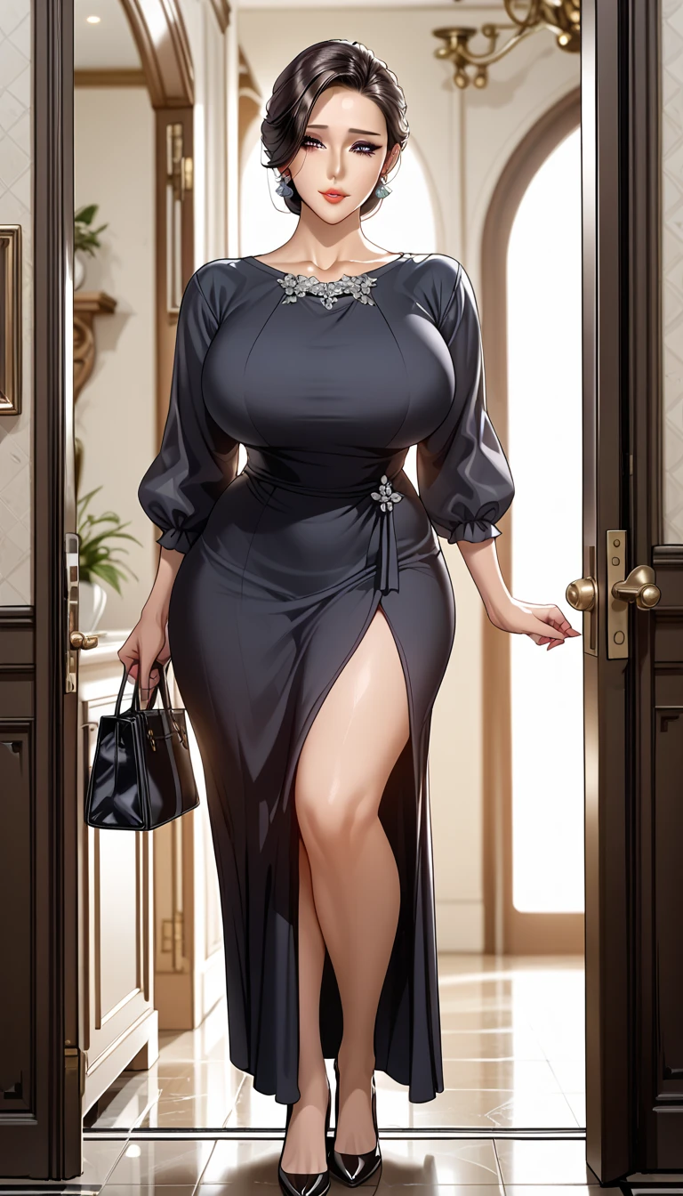 1womanl， （tmasterpiece： 1.3），Beautiful mature Japanese woman， detailed finger， beautiful hand， hyper realisitc， 1womanl， （Sagging breasts， Bewitching body： 1.2） brunette color hair： 1.1， Super detailed face， Detailed lips， Detailed eyes， double eyelid， Sexy low-cut neckline kimono， Open neckline， Sagging chest， Side posture， visible curves，full body1:1，The King of Fighters 97 Mary, Hair is black, She wears a kimono that covers her charming body
