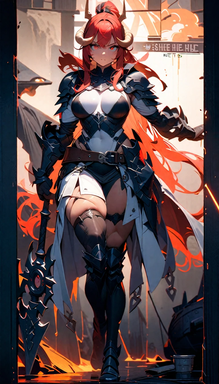 (masterpiece), (highest quality), (beautiful eyes and face), (perfect female body),hollow eyes 1 girl, alone, red hair,, brown eyes,big breasts,
Black armor,devil's armor,wing,belly button,abdomen, Uplifting,swing a sword,hold a sword,
black background,under the stars