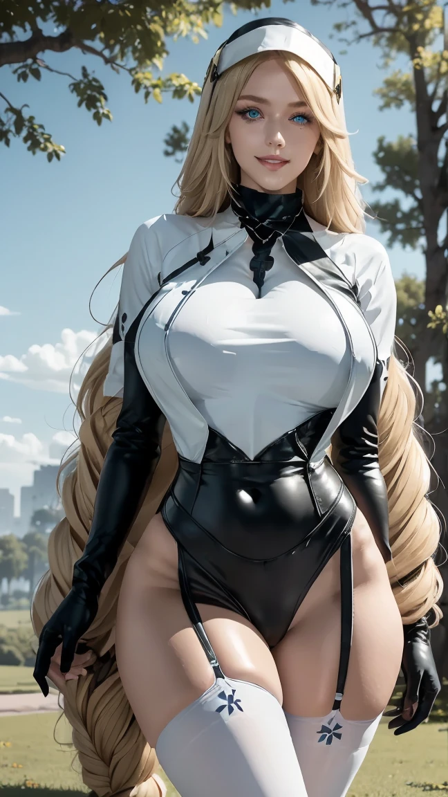 (masterpiece best quality), Realistic, (Real picture, Intricate details, Depth of field), (1girll, Solo),long eyelasher,seductiv, highly detailed, Perfect face, (gigantic cleavage breasts:1.3), (skin indentation), (Pasture cowsheds covered with pastures),Overlooking the perspective,Thick thighs, Wide hips, Small waist, facing at camera,Raised sexy,Flirtatious,Open your feet,Mature face,a matural female,(long whitr hair,Bangs cover one eye 1.3),Cow clothing,Erotic clothing,open waist,Leather clothes,stocklings,Over-the-knee boots,cow horn,Production plant,Cow Lady