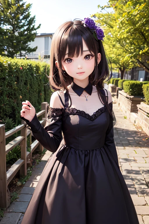 Masterpiece high quality high details realistic face ultra realistic face chubby face girl with slender fit figure and long dark black hair wearing cute spring dress