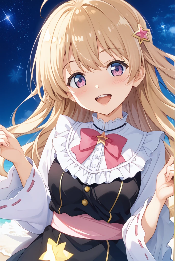 Best anime quality,8k,High definition,12 years old,Excited face,blouse,navel,Checked mini skirt,Straight Hair,