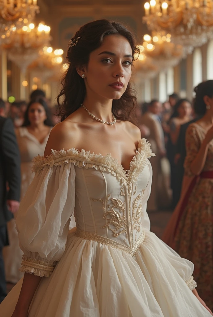 (best quality,highres:1.2),ultra-detailed,realistic:1.37,Katie Melua with a small bust, erect nipples, goosebumps on her skin, sitting in a dimly lit room surrounded by a soft glow. Her long, wavy hair cascades down her shoulders, framing her face. She wears a flowing, ethereal dress that accentuates her curves, with intricate lace details and delicate embroidery. The dress is a combination of silk and velvet, giving it a luxurious and sensual look. Katie's eyes are mesmerizing, with deep blue irises that sparkle with emotion. Her lips are ruby red, perfectly curved into a subtle smile. The room is adorned with antique furniture, ornate mirrors, and vintage photographs that reflect Katie's musical journey. The atmosphere is serene and calm, with a hint of mystery in the air. The color palette is warm and muted, with shades of burgundy, gold, and dusty rose, creating an intimate and nostalgic ambiance. Soft rays of sunlight filter through the curtains, casting gentle shadows on the floor. Katie holds a vintage microphone, ready to captivate the audience with her soulful voice. The prompt captures the essence of Katie Melua's artistic spirit, highlighting her beauty and talent in a highly detailed and intricate composition.