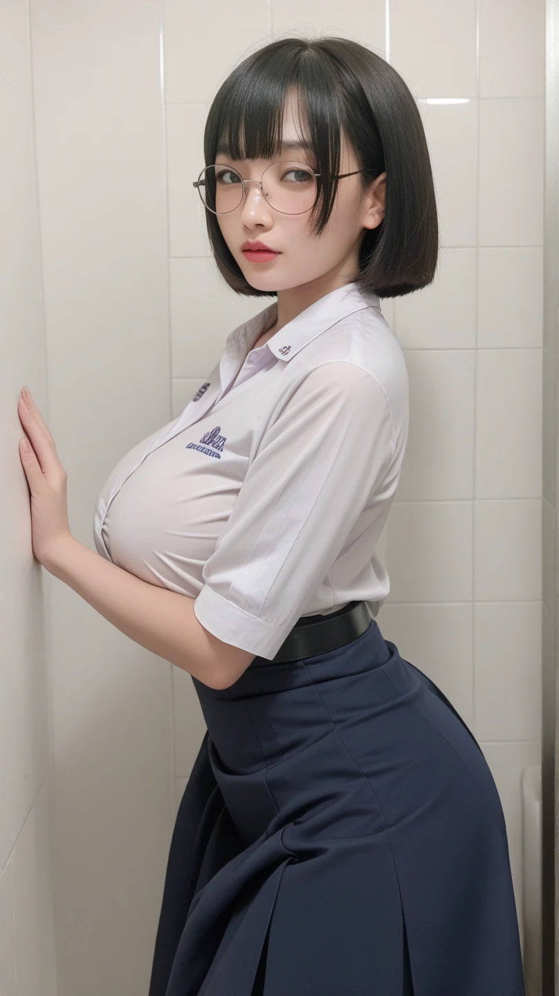 (highest quality、8K、32K、masterpiece、nffsw:1.2)、photo of cute japanese woman、very short bobbed hair、collared shirt:1.2、Elegant skirt、necklace、look at the viewer、pose of temptation、beautiful feet、fascinating look、tying hair、full body figure、pay attention to the butt、Turn around and look here、Rear view、Stick your butt out and turn it to the viewer:1.4、big breasts:1.3、in the street、captivate your audience、sexy pose、show off your cleavage、bewitching smile