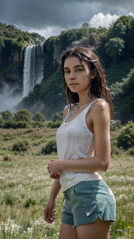 I can create an image with beautiful mountain with forest and water also