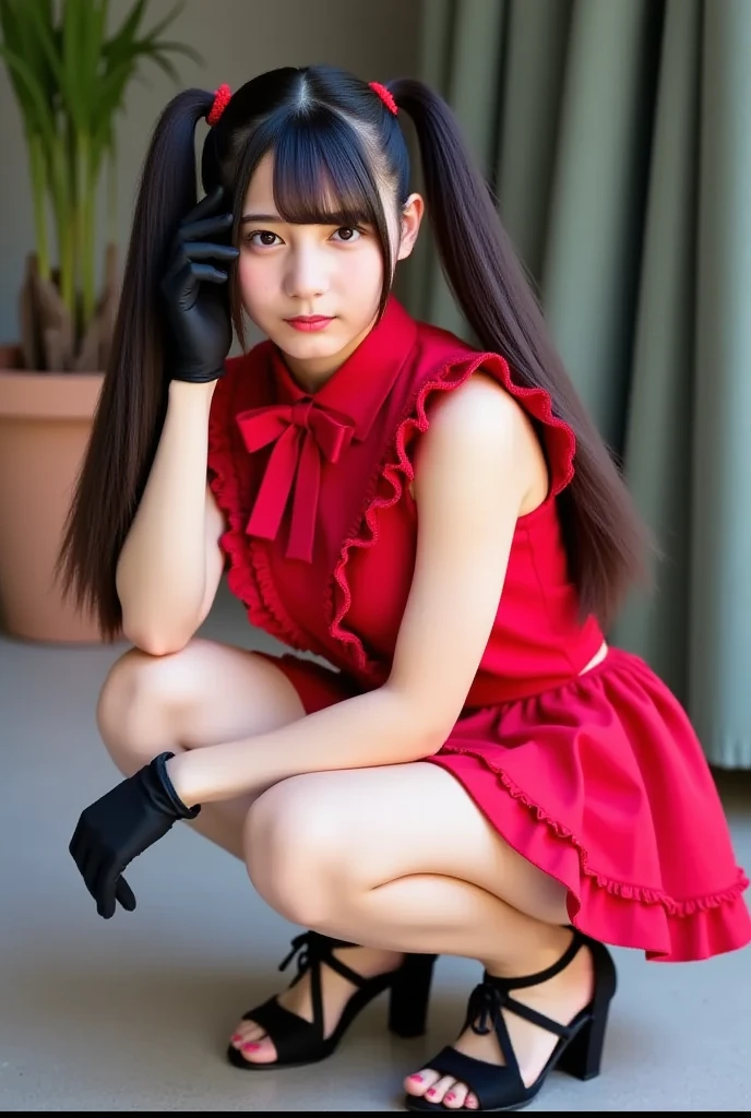 1girl,solo,kamisato ayaka,walking,tight skirt,big golden earrings,golden necklace,full body,night street,assertive female,happy,evil smile,cute,red high_heels,lace fishnet pantyhose,lips,realistic,straight long hair,sexually suggestive,erotic,<lora:linYuchunv2_b:1>