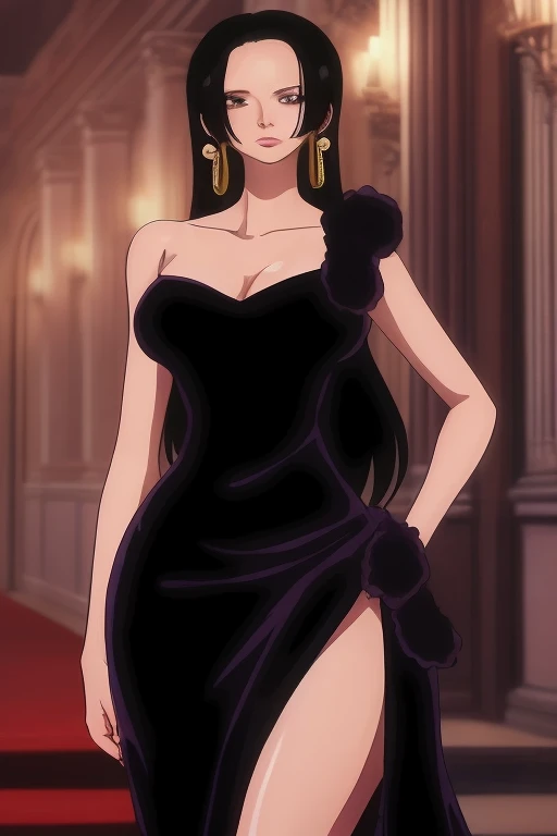 1 girl, Nico Robin has black hair, black clothes, green eyes 
