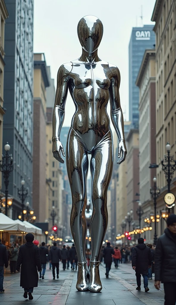 Women, silver skin, statue, streat