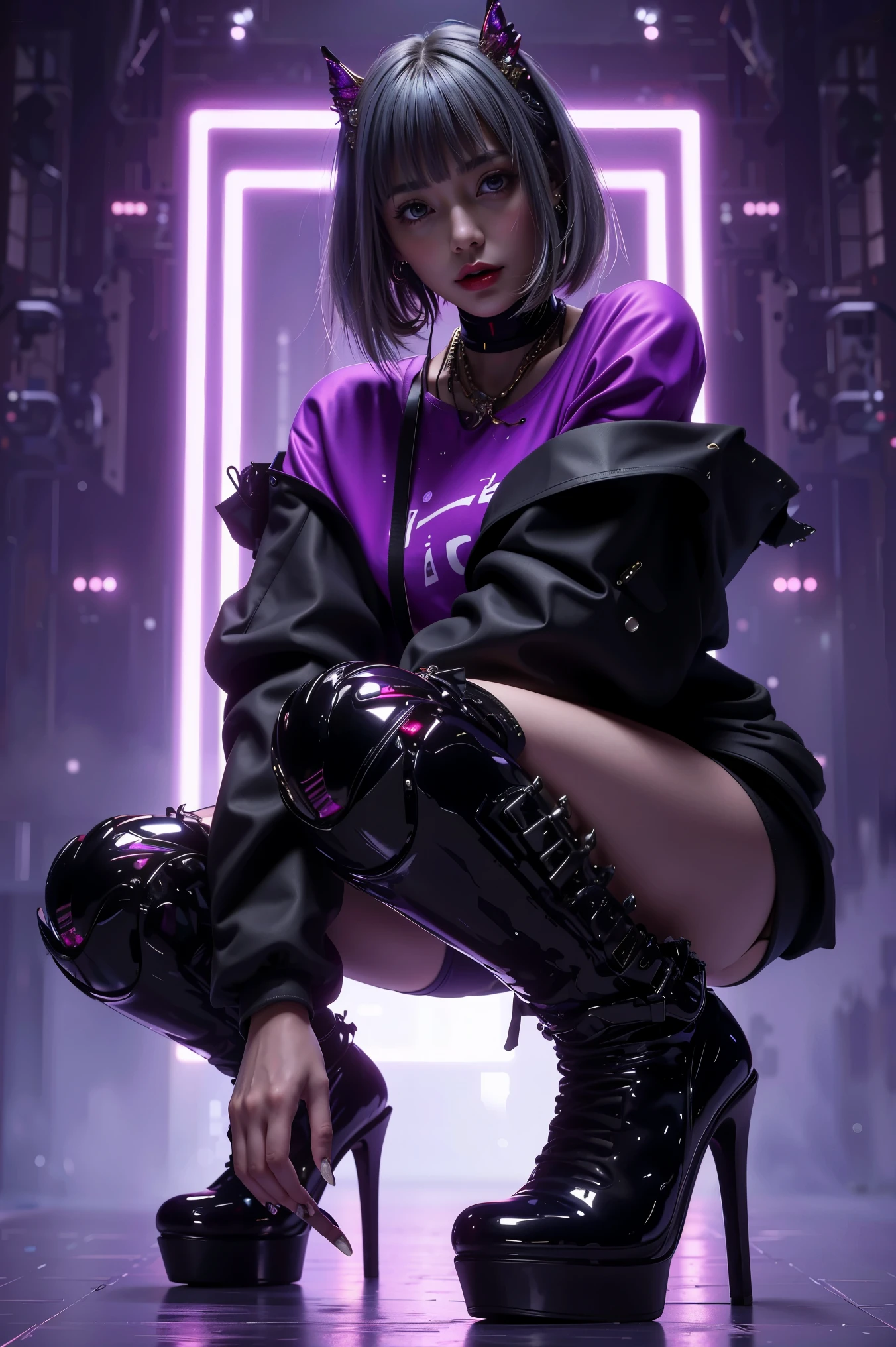 Kneeling woman wearing vinyl panties --auto --s2