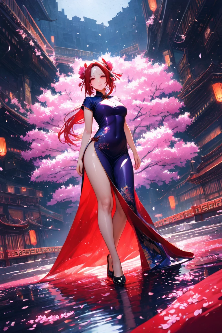 sakuraharuno, sakura haruno, short hair, bangs, (green eyes:1.5), pink hair, hairband, facial mark, (forehead mark:1.2), red hairband, (swept bangs:1.5), (small breast:1.2),
BREAK chinese clothes, dress, red dress, short skirt, black shorts, gloves, black gloves, sleeveless,сleavege,neckline,nipples,
BREAK looking at viewer,
BREAK outdoors, city, nature, forest,night,stars,starfalls,
BREAK (masterpiece:1.2), best quality, high resolution, unity 8k wallpaper, (illustration:0.8), (beautiful detailed eyes:1.6), extremely detailed face, perfect lighting, extremely detailed CG, (perfect hands, perfect anatomy),from below,bend over,on knees.