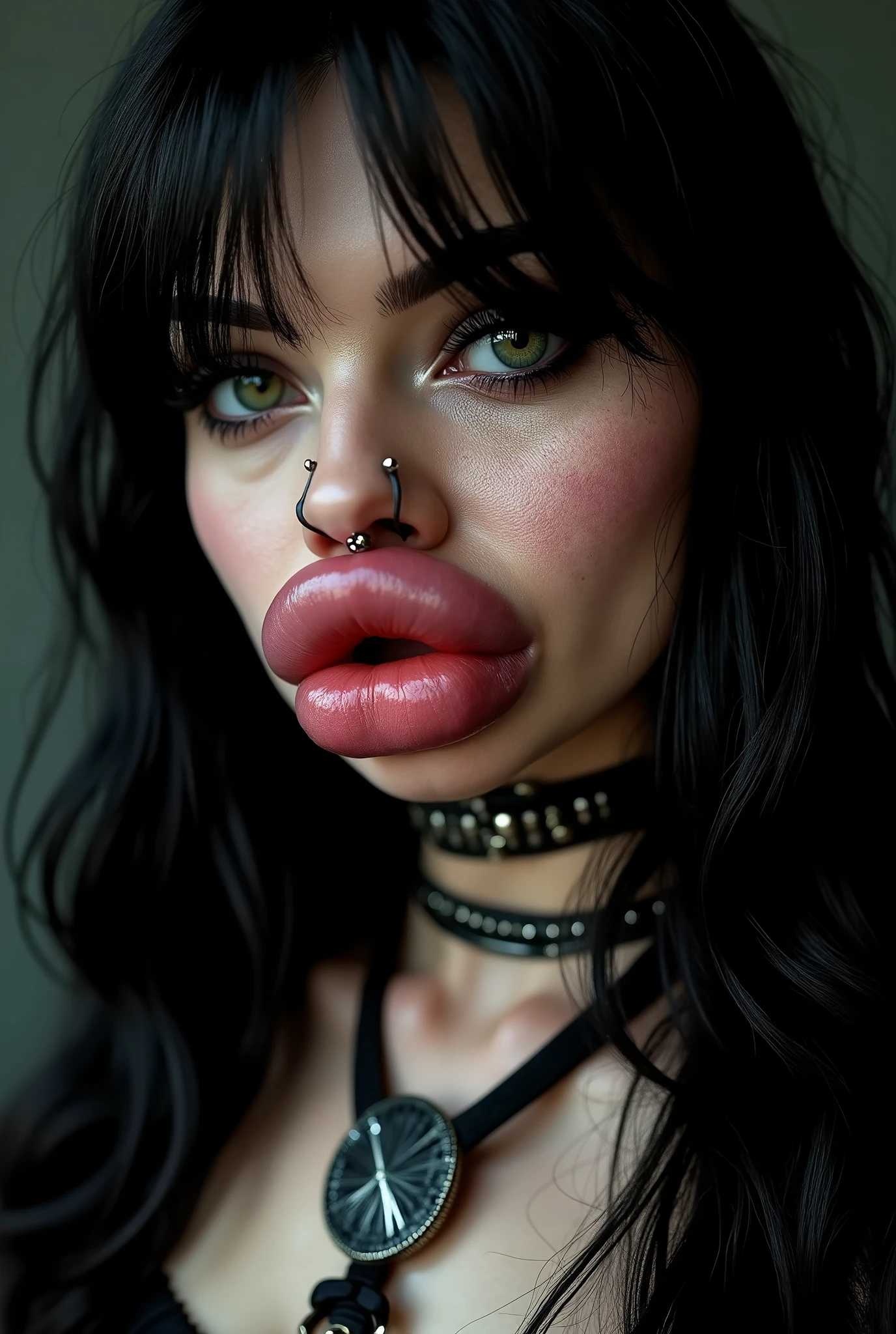 1girl, mature woman, fantasy, (black hair, long hair, blunt bangs, ponytail, fantasy black uniform, black thighhighs, skinny), pointy ears, (simple background, white background), (masterpiece:1.2), (best quality, highest quality), (ultra detailed), (8k, 4k, intricate),
big lips, (enormous lips:1.2), bimbolips, (huge lips:1.1), eyelashes, eyeliner, makeup, <lora:th3p1t_b:0.2> <lora:th3p1t_v1:0> th3_p1t, <lora:BimbolipsV4-000003:0.7> <lora:biglips-redo_8x4-4x1:0.7>,
(50mm), (highly detailed:1.2),(detailed face:1.2), detailed_eyes,(gradients),(ambient light:1.3),(cinematic composition:1.3),(HDR:1),Accent Lighting,extremely detailed,original, highres,(perfect_anatomy:1.2) <lora:eye_size_slider_v1:2>