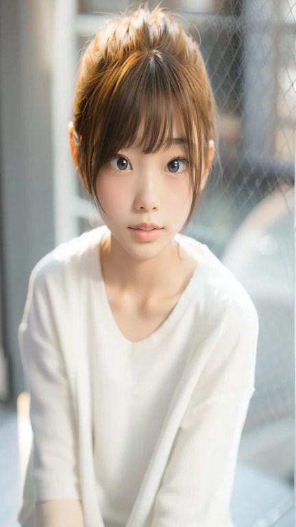 (Beautiful 14 year old Japan woman), Cute Face, (Deeply chiseled face:0.7), (freckles:0.6), Soft Light,Healthy white skin, shy, (Embarrassed face), (Sparkling eyes), thin,(Girls kissing:1.3),