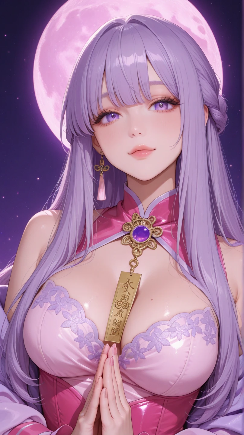 ((best qualtiy)), ((tmasterpiece)) themoon, god of moon, goddes, florals,nakeness,1girll,huge tit,Breast patches