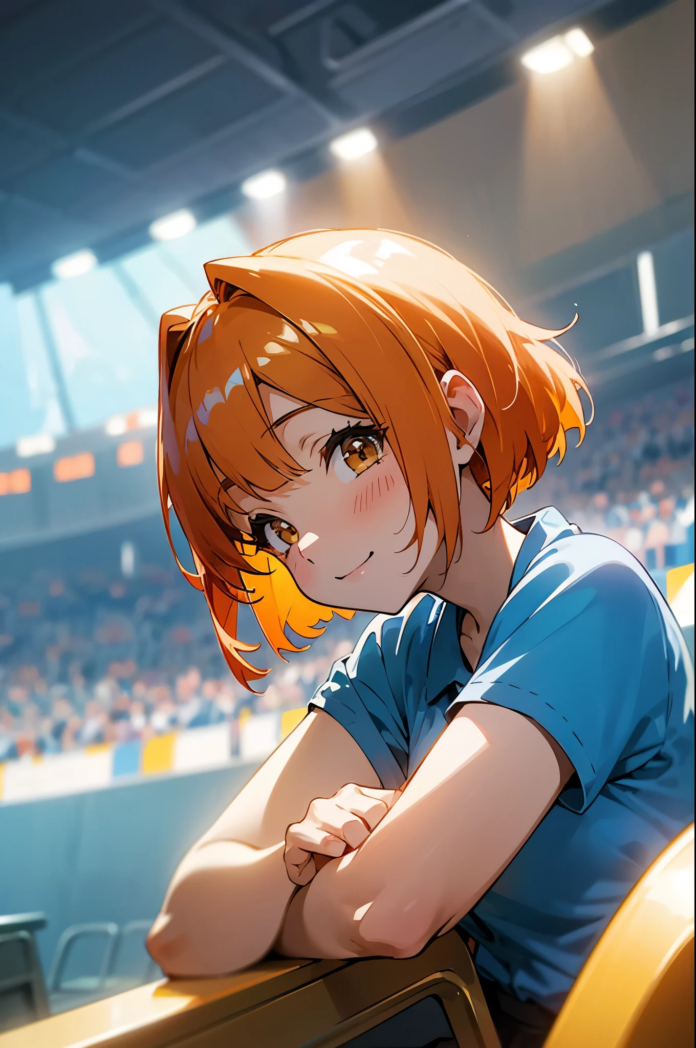 ((masutepiece)), ((Best Quality)), (Ultra-detailed), Anime style, Cute little girl s, 1girl in, Solo, cheer girl, Cheering 00, ((Beautiful eyes)), Smile
