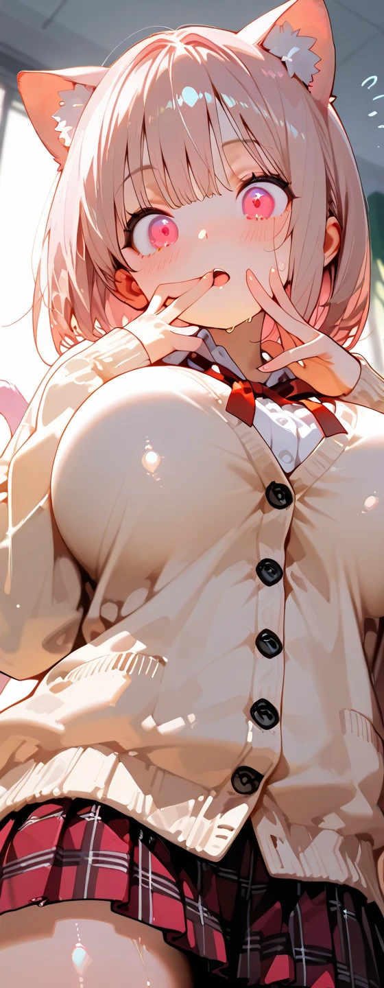 (Riko Amanai), (obra maestra, La mejor calidad, arte hermoso:1.4) ((anime girl)), Ciudad japonesa, arte digital, tendencias en Artstation, 4k, High detail, high resolusion, Pintura profesional, Ultra-detalle, HDR, 4K UHD, 8k, Motor Unreal 5, Kinematic, neon highlights, volumetric illumination, sombras realistas, Reflexiones, Motor Unreal 5, cinematic wallpaper, 8k, NSFW, ((Green eyes with fluoride)), pechos grandes, pechos esponjosos, Thicc, piel bronceada, ((ojos llorosos, ojos con lagrimas)), (((cara de orgasmo))), ((ropa: camisa blanca abierta:1.4)), ((sosten de encaje rosado:1.4)), (Cara perfecta:1.5), (Labios perfectos:1.4), (Thicc:1.2), nsfw, (gothic girl:1.2)