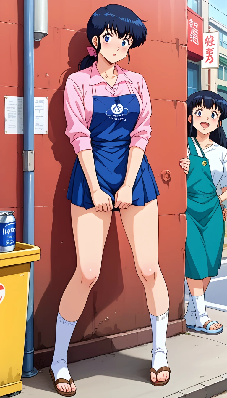 Shikimori-san, 1girl, Peeing self, Have to pee, Knees together, Anime, looking at camera, embarrassed, blush, pee stain, peeing, yellow pee, tears, crying, out of breath, sweating, long hair, tears running down face, no diaper, sitting