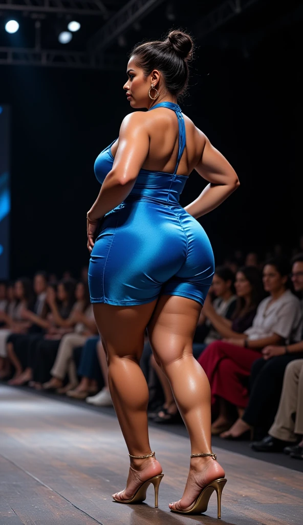 ((masterpiece, best quality)), (Curvy Black woman with cornrows in blue french cut jockey panties), blue bra, in a theater, high-leg briefs, realistic art style, intricate details