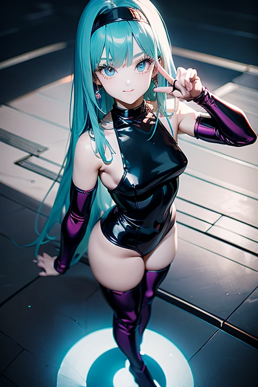 SailorNeptune. solo. ((squat pose.))Aqua color hair. Smirk. Empty Eyes. dark costume. Transparent Bodystocking. shout. dark costume. corruption. bat hair ornament. bat motif black eye mask. Black headphone. succubus-style. flat lighting. elevation angle. sexy pose. highest quality. Complex. surreal. perspective. very detailed. detailed background. shape. embarrassing. blush. (( pink light up Stage background)),