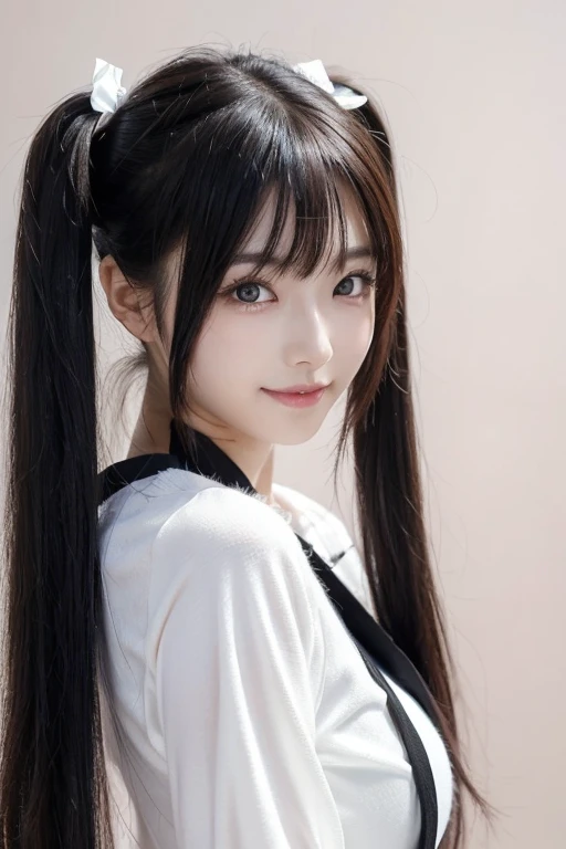 jp_style person, best quality, ultra high res, beautiful girl, [:(detailed face:1.2):0.2], kawaii, black twintails ,fulffy soft, beautiful smile, skin tight clothes, upper body, 8k, (((insane ultra precision details works))), (((perfect eyes))), tinted lips