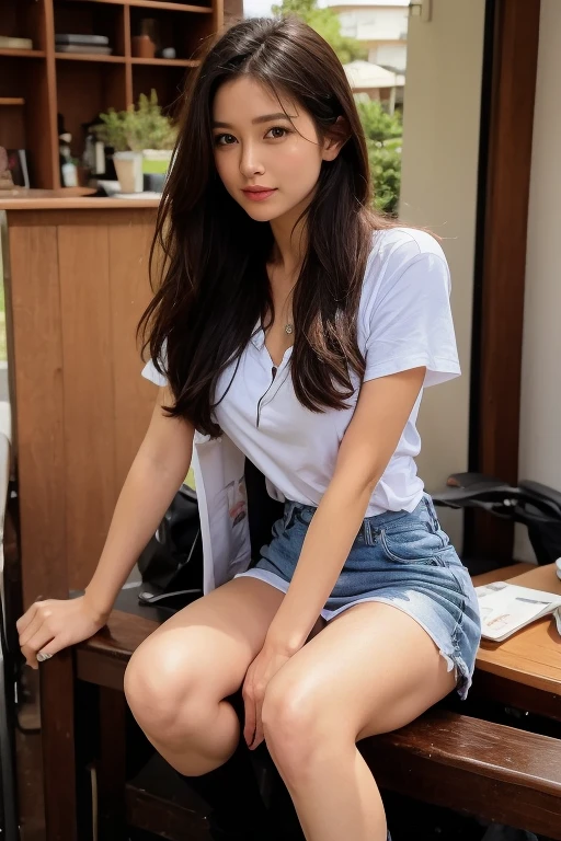 ((Highest quality, 8k)), ((masterpiece)), (Highest Resolution), Perfect Face, Fox Woman, Female college student, Beautiful woman, In the city, Only one tail, she has thick thighs, Her large tail, Her brown fox tail, She wags her tail, Troubled face, Collar on Leash, She is wearing jeans, Plump Breasts, Beautiful Hips , Her fox tail sticks out of her jeans, On all fours
