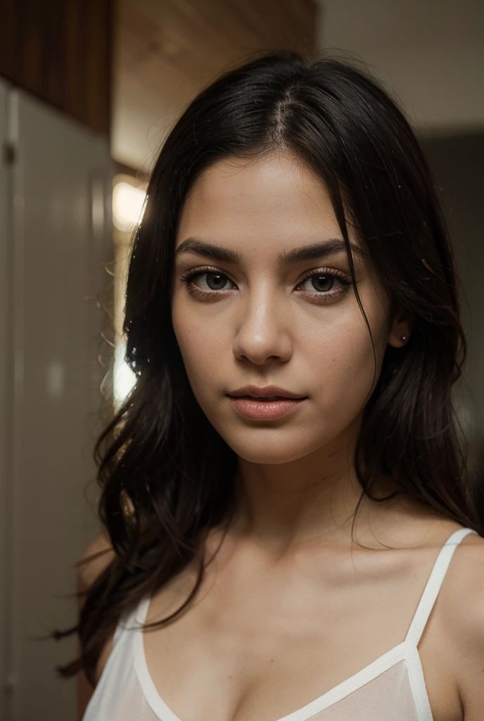 Mujer blanca, cabello negro largo, delgada fotos caseras