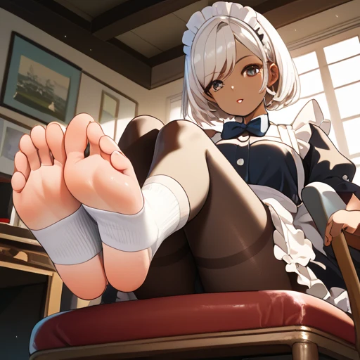 (masterpiece, best quality, ultra detailed:1.3), pale skin, barefoot, feet, soles, sitting, feet up, legs, ~~disable-nan-check, --no-half-vae  <lora:animefeetv4:0.8>