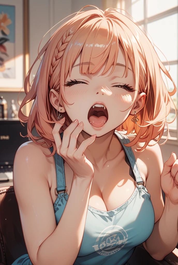 (masterpiece, best quality) (((8kbestqualitty))), ((intricatedetail)) ((blushing)), 1man, man standing above woman, male hand holding womans head, headpat,wet, sweaty, fair skin, redhead hair, short wavy hair, waifu freckles, ((submissive eyes)),choker, slutty woman nsfw outfit, ((messy hair)), short skirt, fishnet thighs, wet shirt, beautiful outfit, see through material, linen clothes, posing, kneeling, thick thighs, wet clothes, see through clothes, stockings, ((( diminutive waist))), birds eye view, pov, high angle, sideviewblowjob, on her knees, open thighs, hands behind her, ((kneeling)), on her hands and knees, cumshot view, tongue out, mouth open, ahegao, sexy ahegao eyes