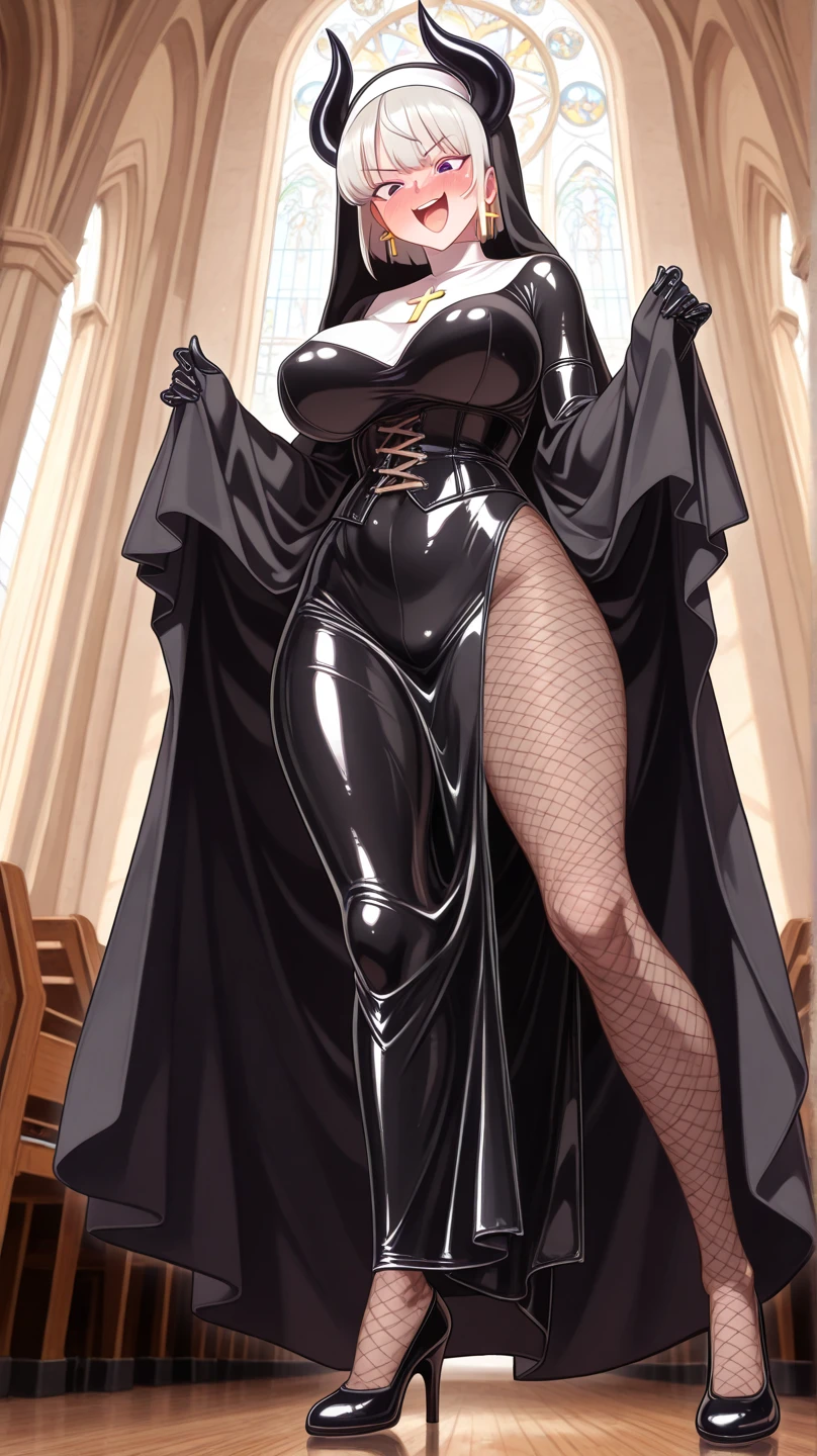 Arrogant and arrogant looks , and Skinny waist, big hips and tighter dress
